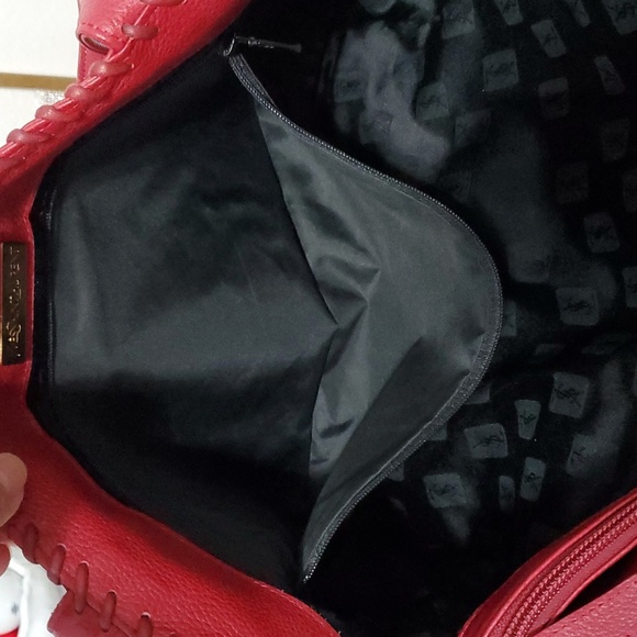 YSL Red Pebble Leather Tote Bag - Picture 11 of 16